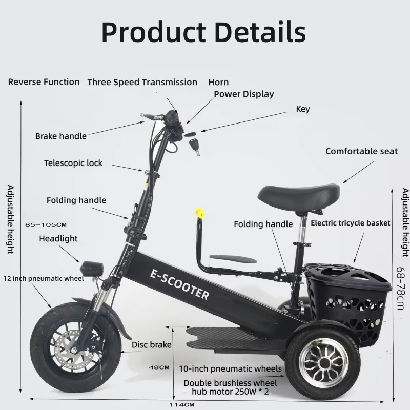 【2026】3 Wheel 2 Seats Folding  - Scooter Tire review and price